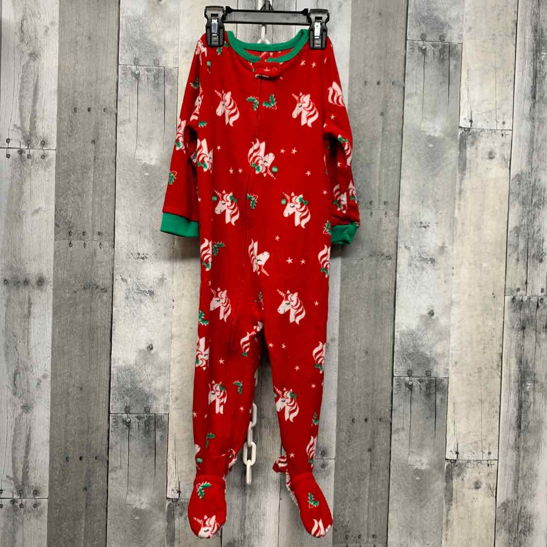 Size 2T Red Print Carter's Footy PJs