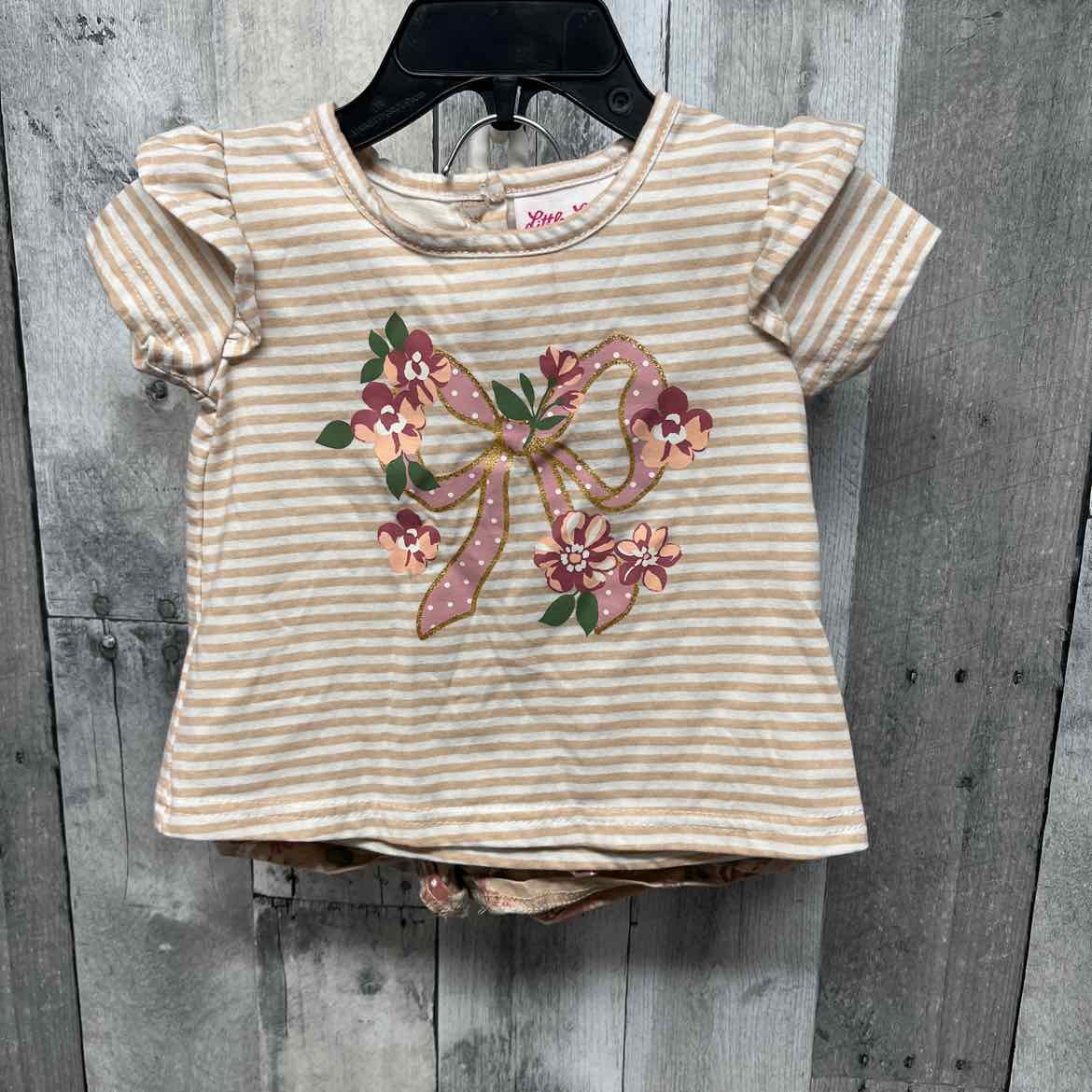 Size 18 Months Tan/Pink Little Lass Shirt/Skirt