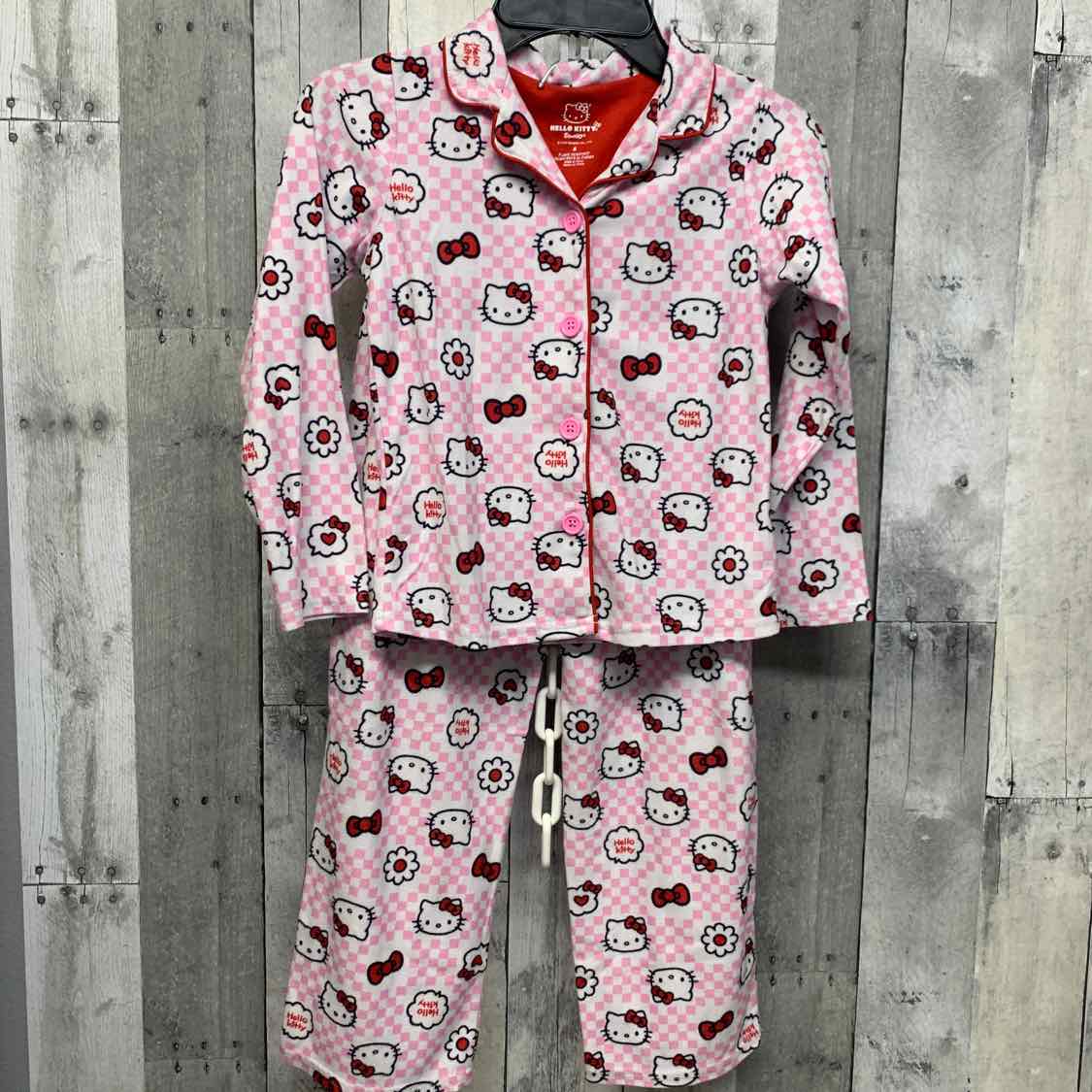 Size 6 Pink/White Hello Kitty 2pc PJs
