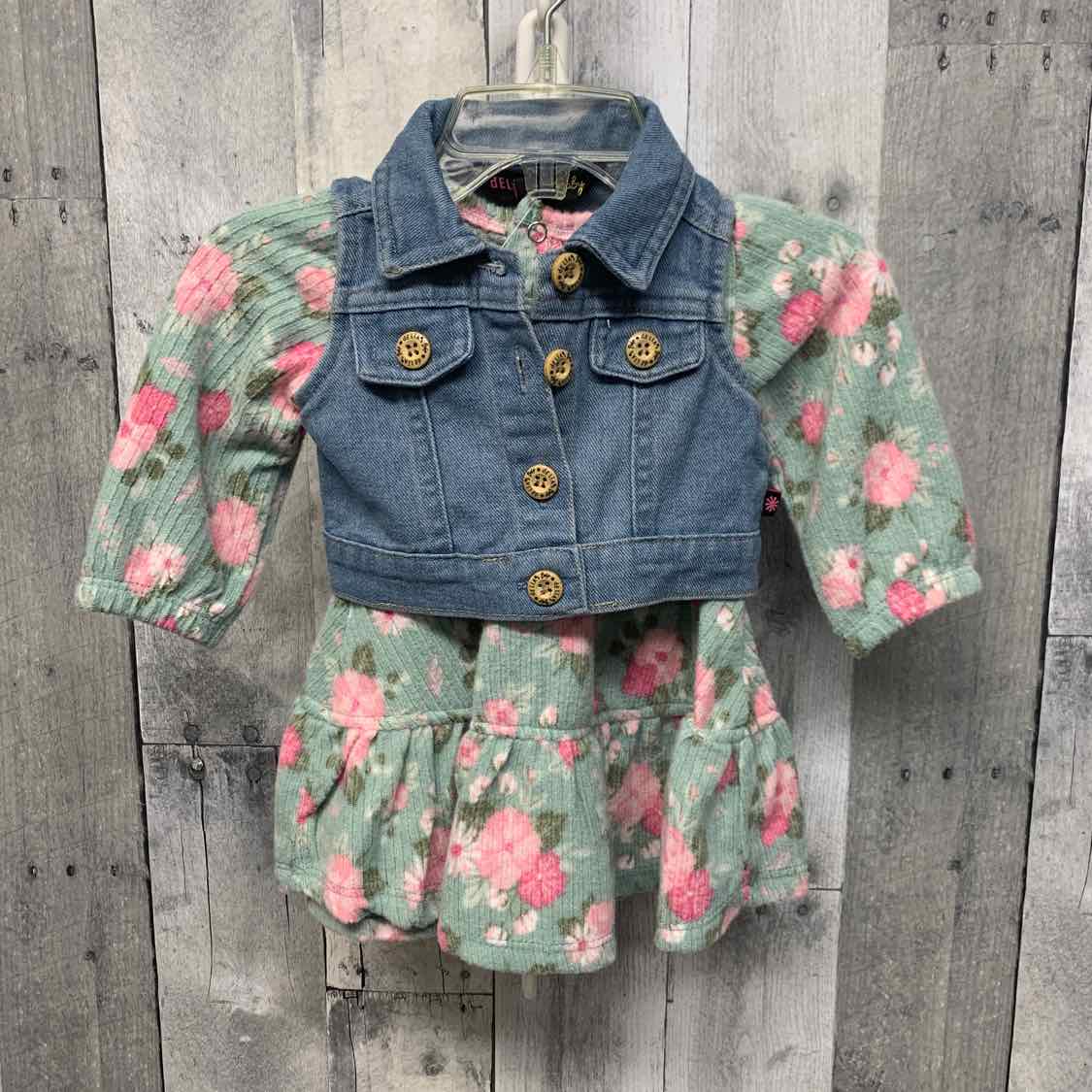 Size 3-6 Months Green/Pink B Brand 2pc Dress