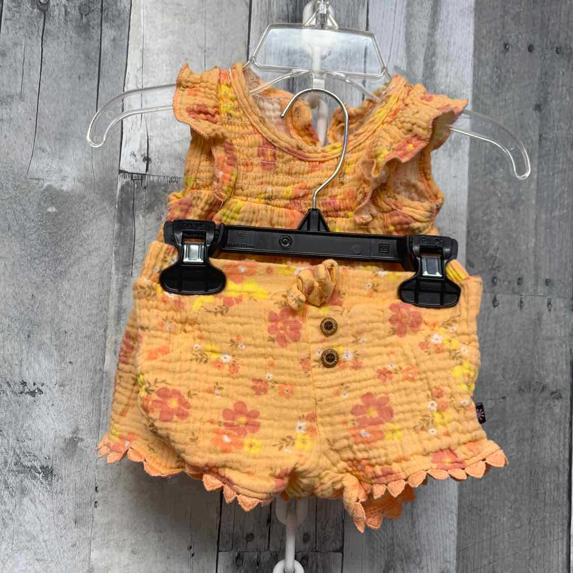 Size 3-6 Months Orange Print Mid Brand Shirt/Shorts - OodlesCB