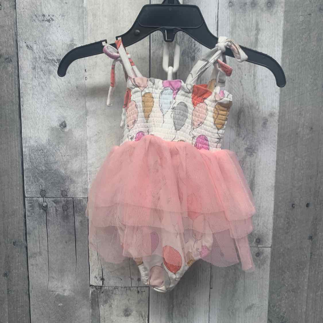 Size 0-6 Months White/Pink Bamboo Romper