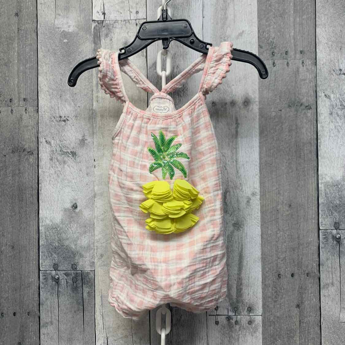 Size 9-12 Months Pink Plaid Mud Pie Romper