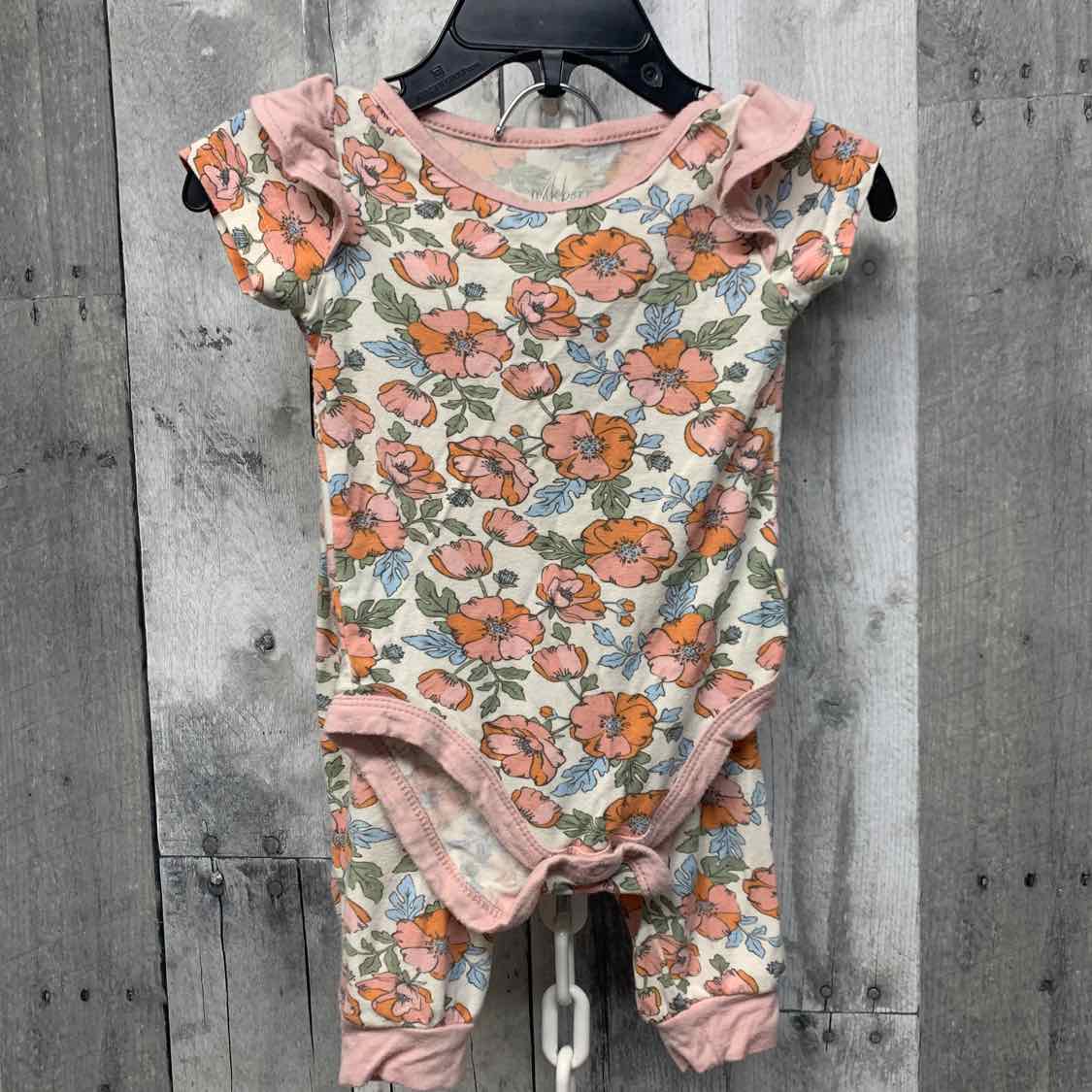 Size 3-6 Months Pink/Orange Bamboo Shirt/Leggings - OodlesCB