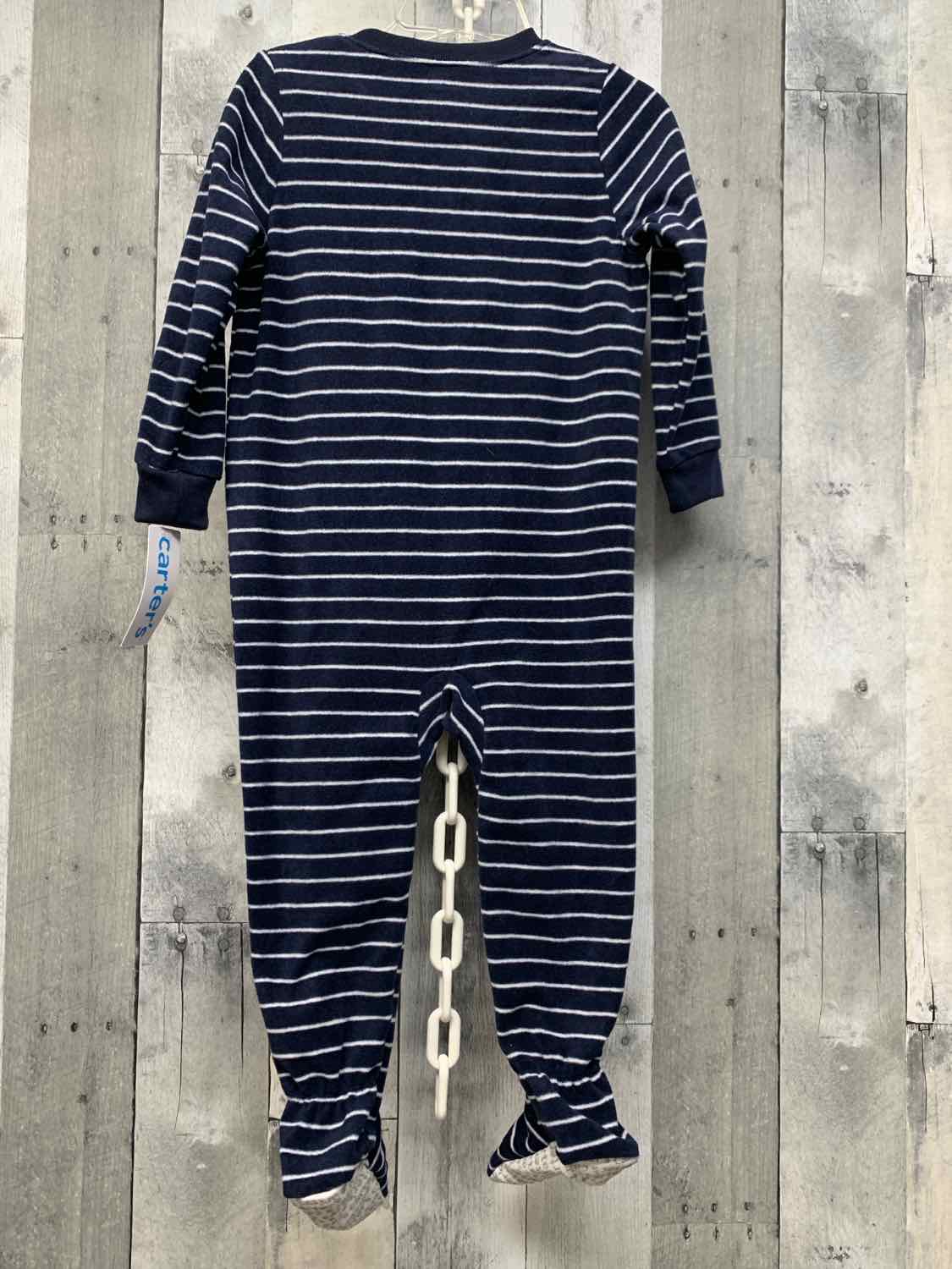 Size 2T Navy/White Carter's Footy PJs