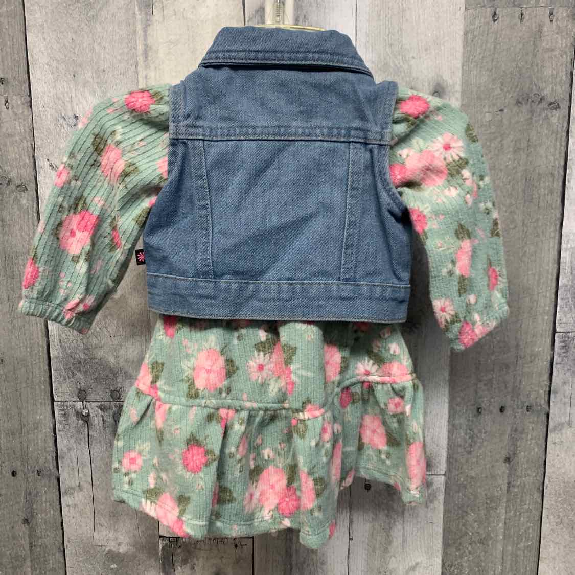 Size 3-6 Months Green/Pink B Brand 2pc Dress