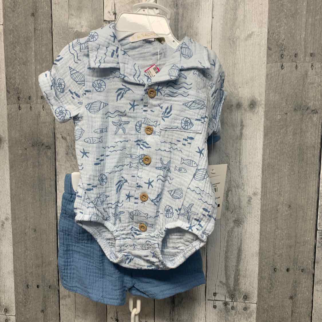 Size 3-6 Months Blue Print B Brand Shirt/Shorts