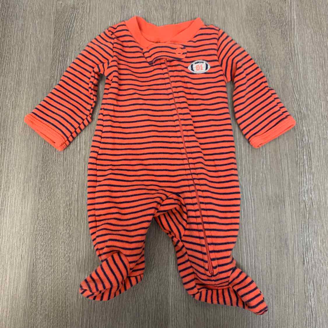Size Preemie Orange/Navy Carter's Footy PJs