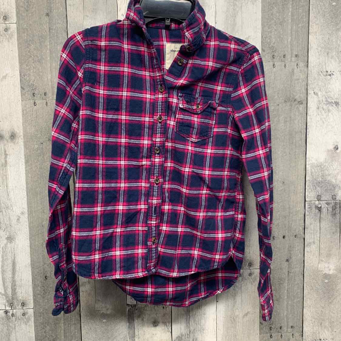 Size Medium Navy/Purple Abercrombie LS Button Up