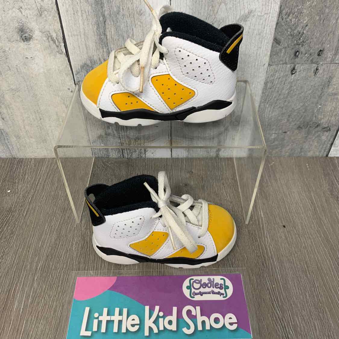 Size 5 White/Yellow Sport Brand Sneakers