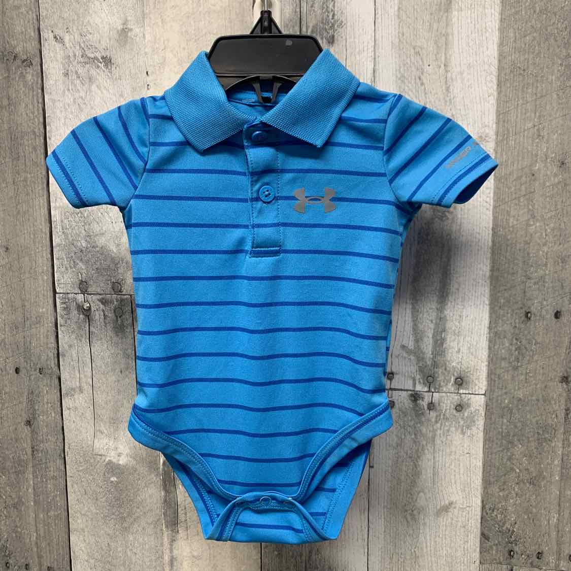 Size 0-3 Months Blue Striped Sport Brand Bodysuit