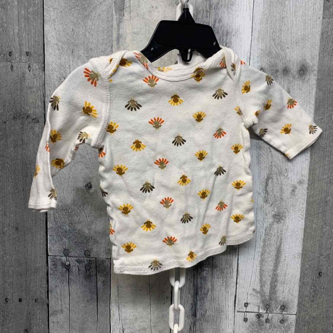 Size 3 Months White/Brown Carter's Long Sleeve Shirt