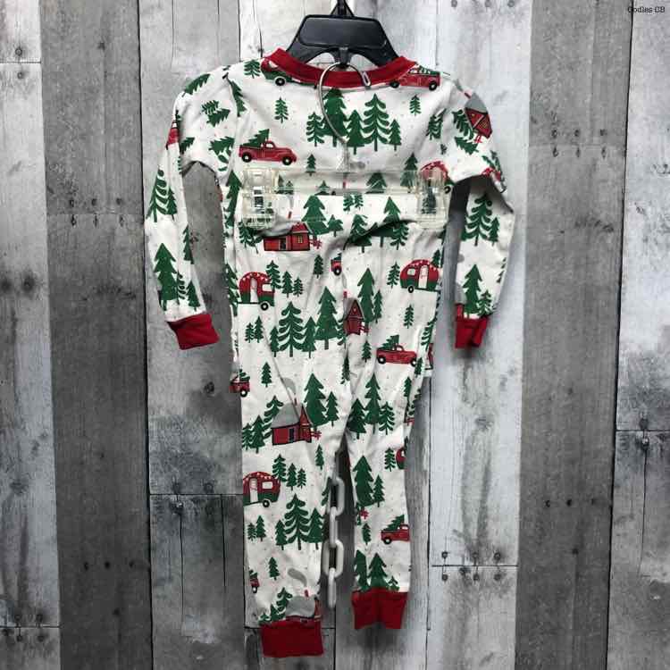 Size 2T White Print Holiday Brands 2pc PJs