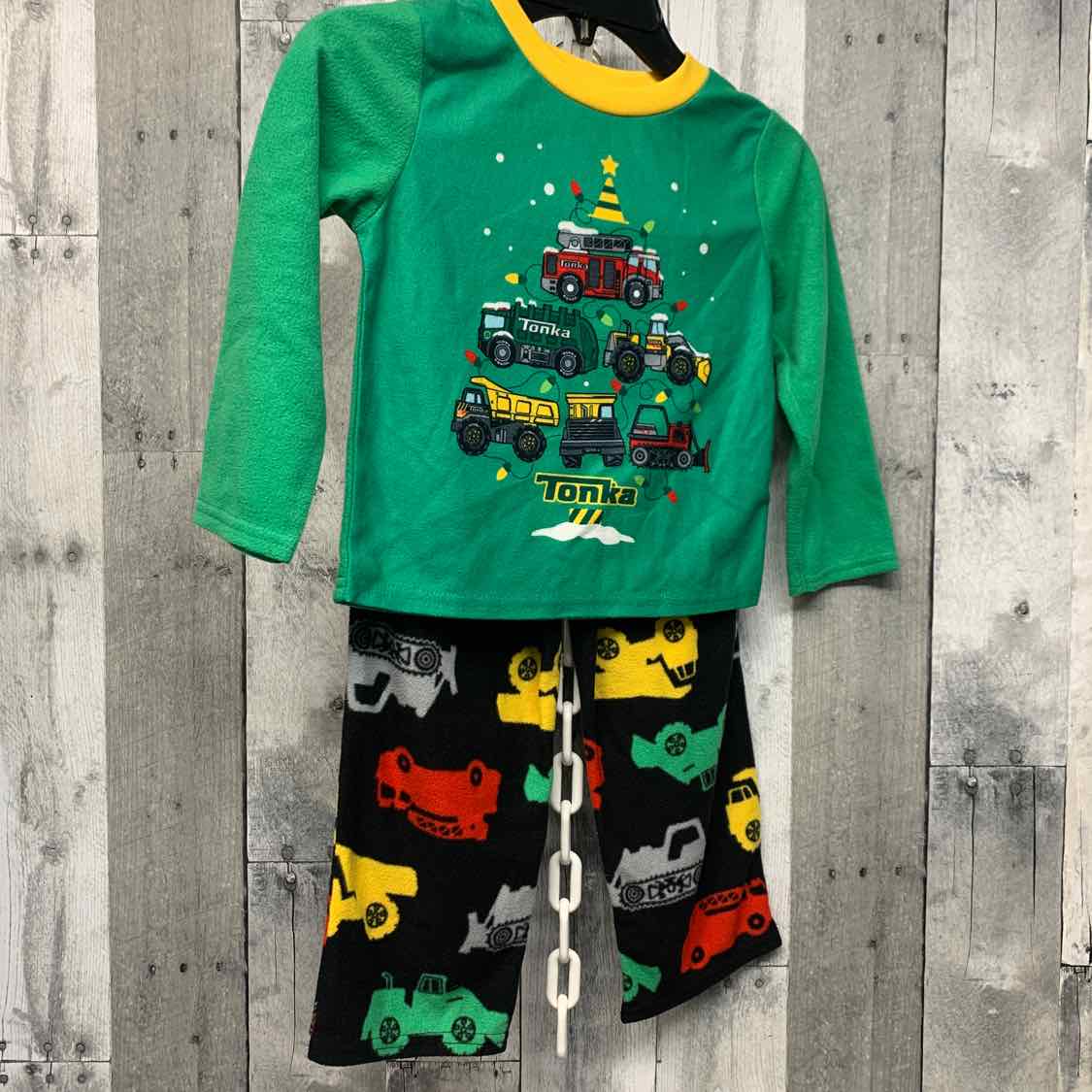Size 4T Green/Black B Brand 2pc PJs