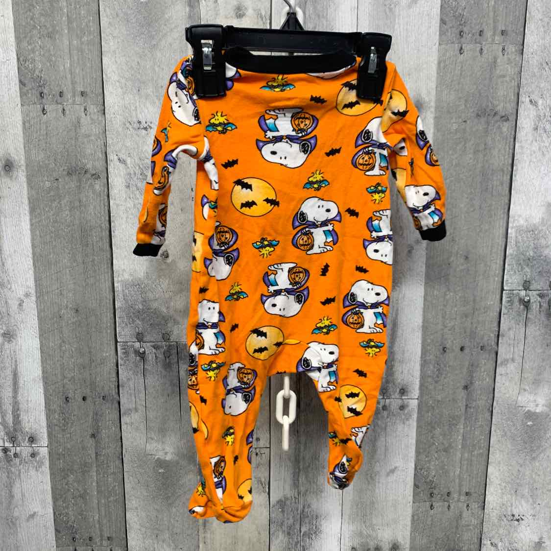 Size 3-6 Months Orange Print Peanuts Footy PJs