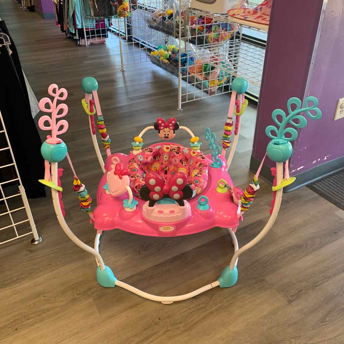 Bright Starts Pink/Blue Minnie Mouse Jumperoo - OodlesCB