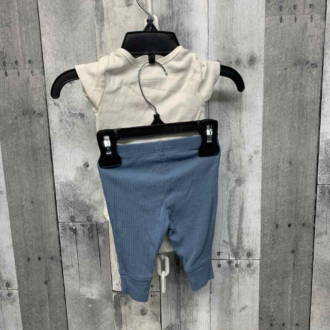 Size 3 Months White/Blue Carter's Shirt/Pants