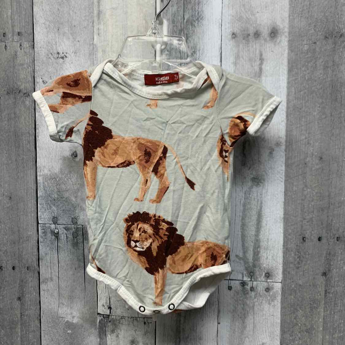 Size 3-6 Months Green/Tan Bamboo Bodysuit