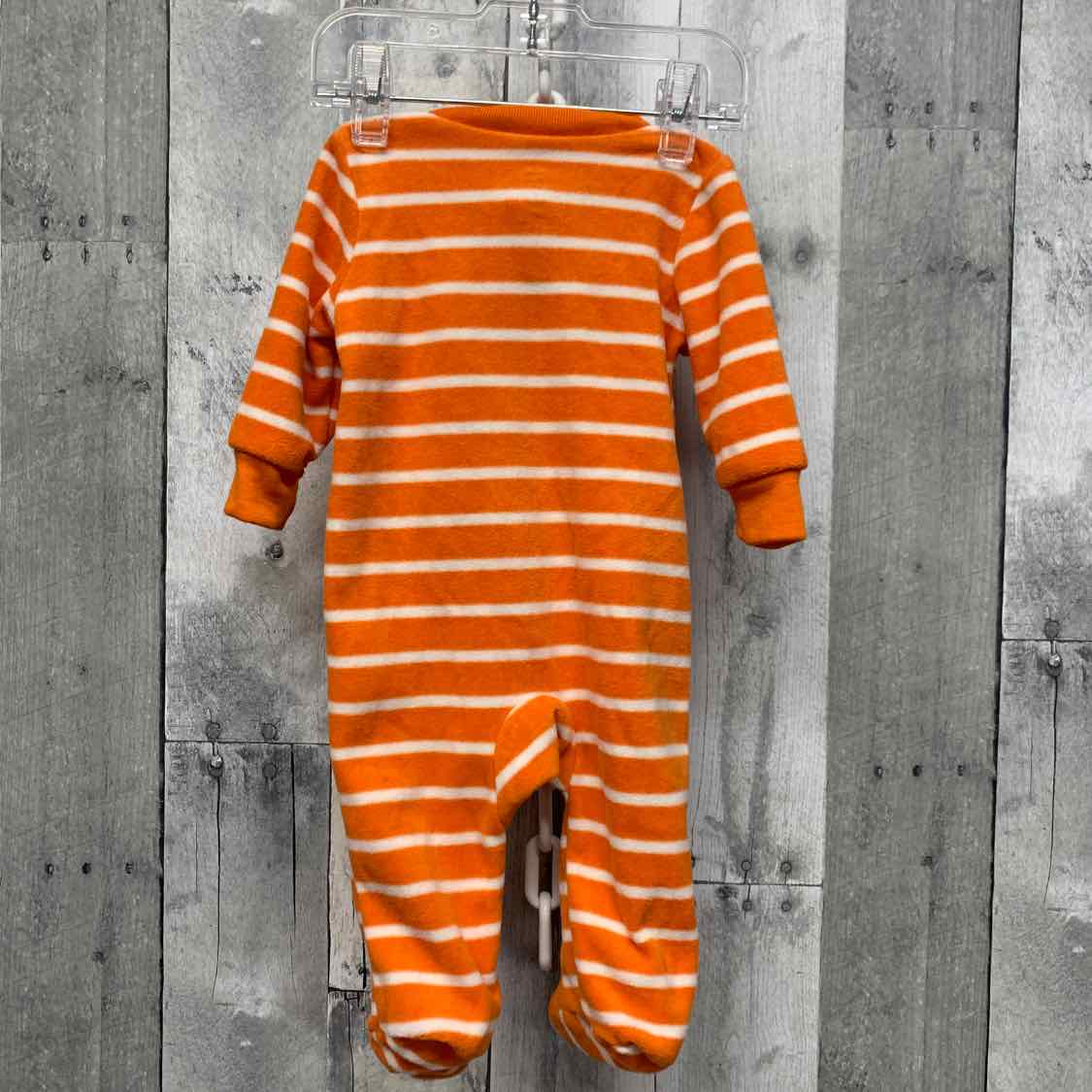 Size 3 Months Orange Striped Just One You Footy PJs