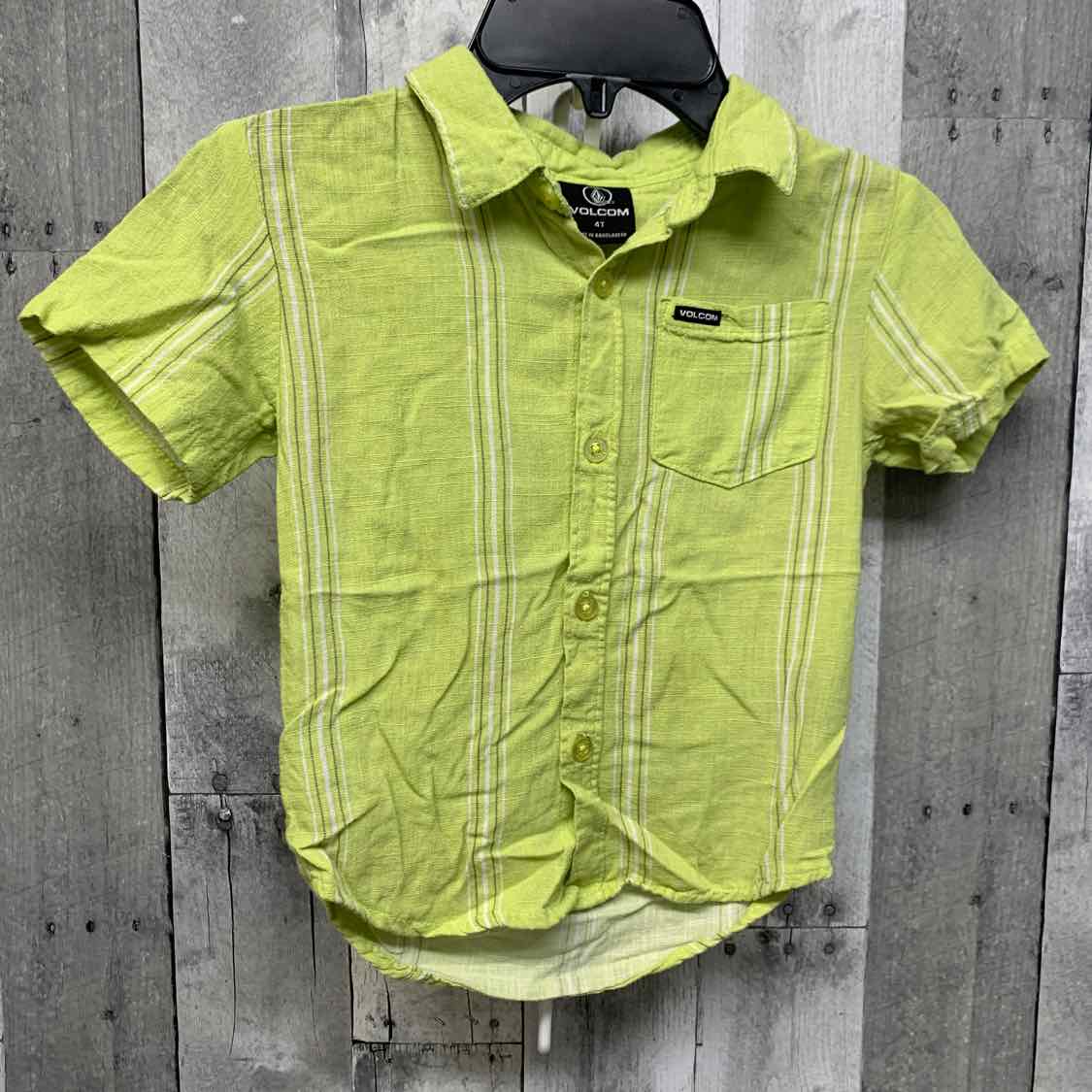 Size 4T Green Striped Volcom Button Up