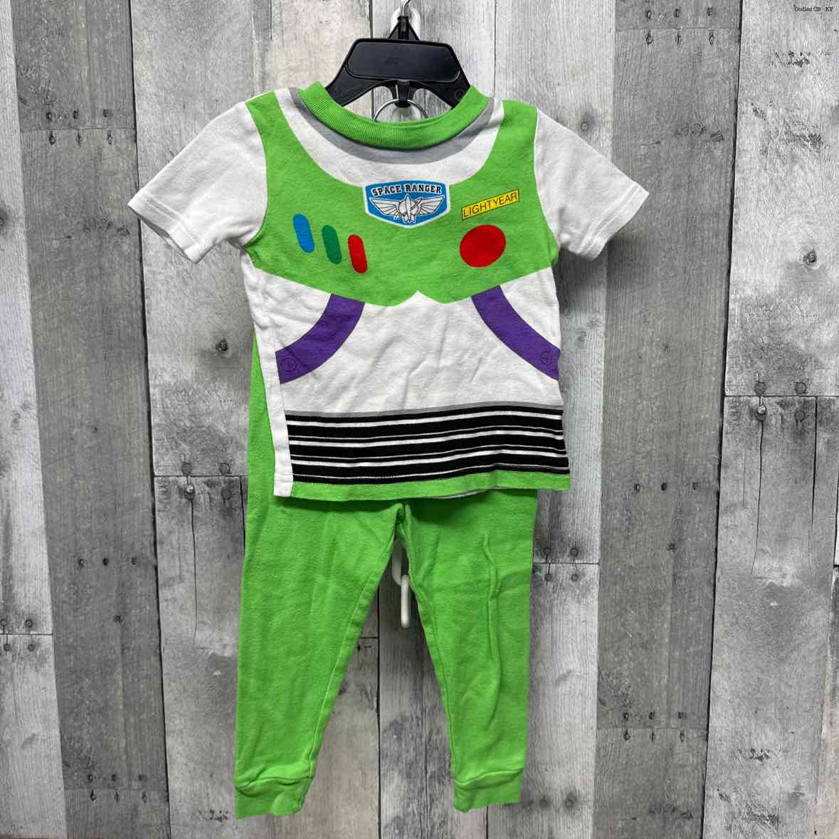Size 2T White/Green Disney 2pc PJs