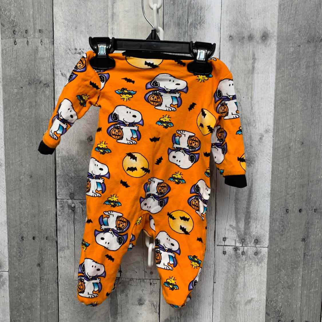 Size 0-3 Months Orange Graphic Peanuts Footy PJs