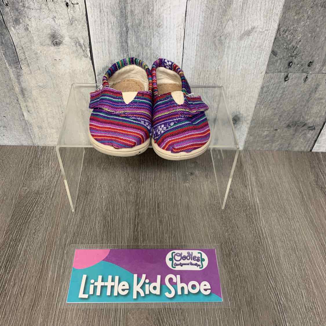 Size 3 Pink Striped Toms Sneakers