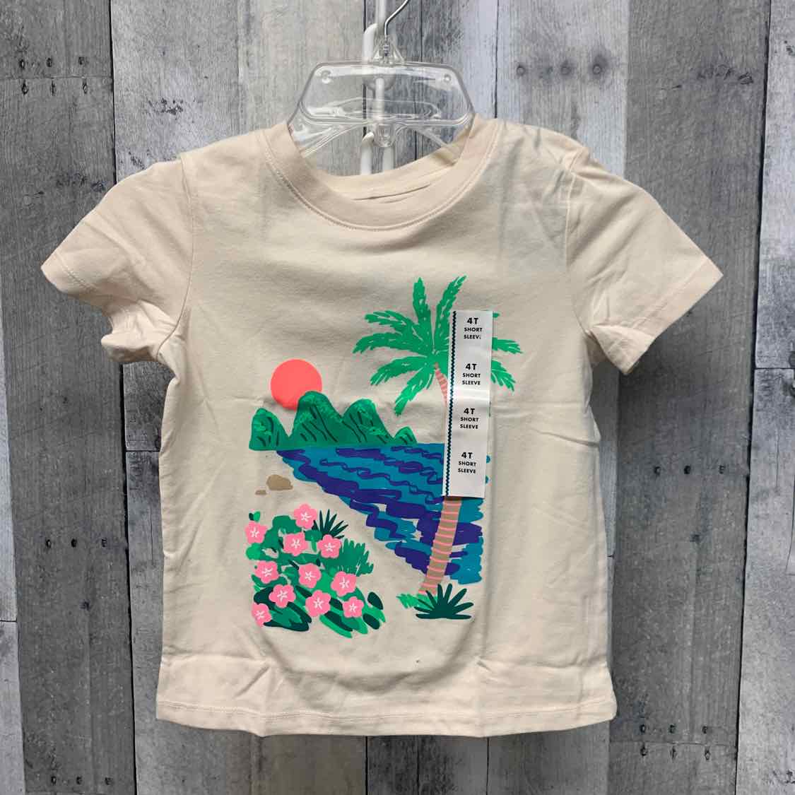 Size 4T Ivory Graphic Cat & Jack T Shirt - OodlesCB