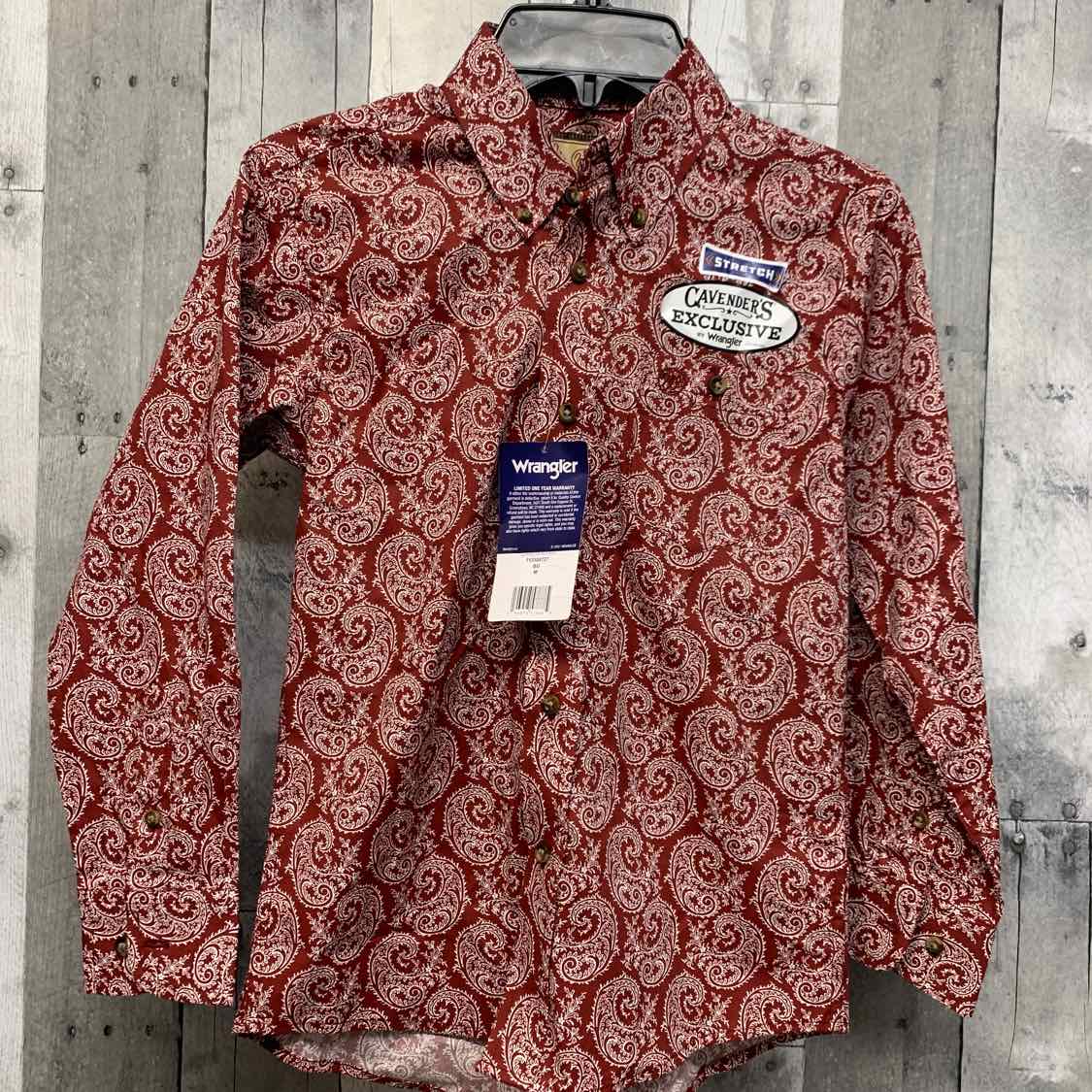 Size Medium Red/White Wrangler LS Button Up