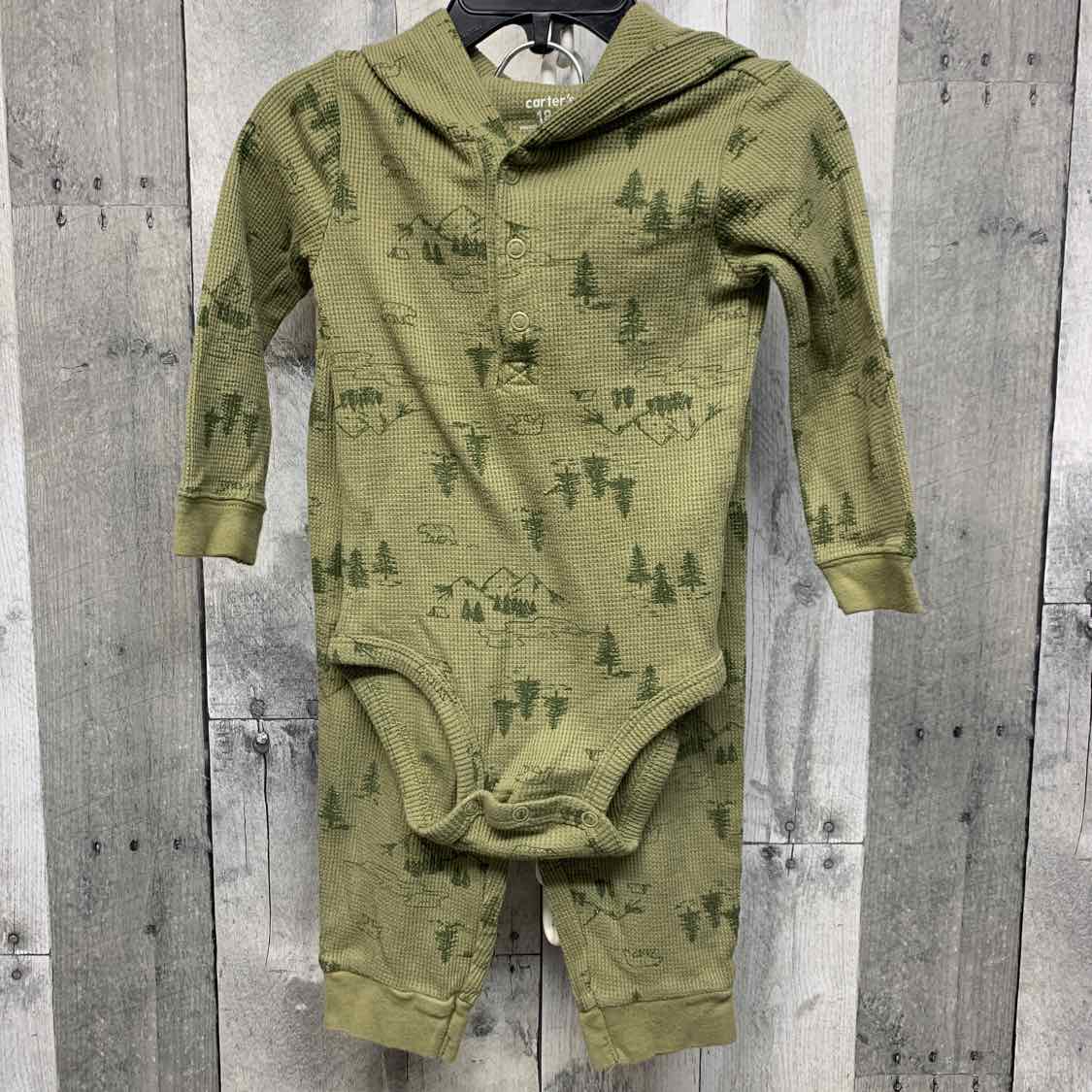 Size 18 Months Green Print Carter's Shirt/Pants