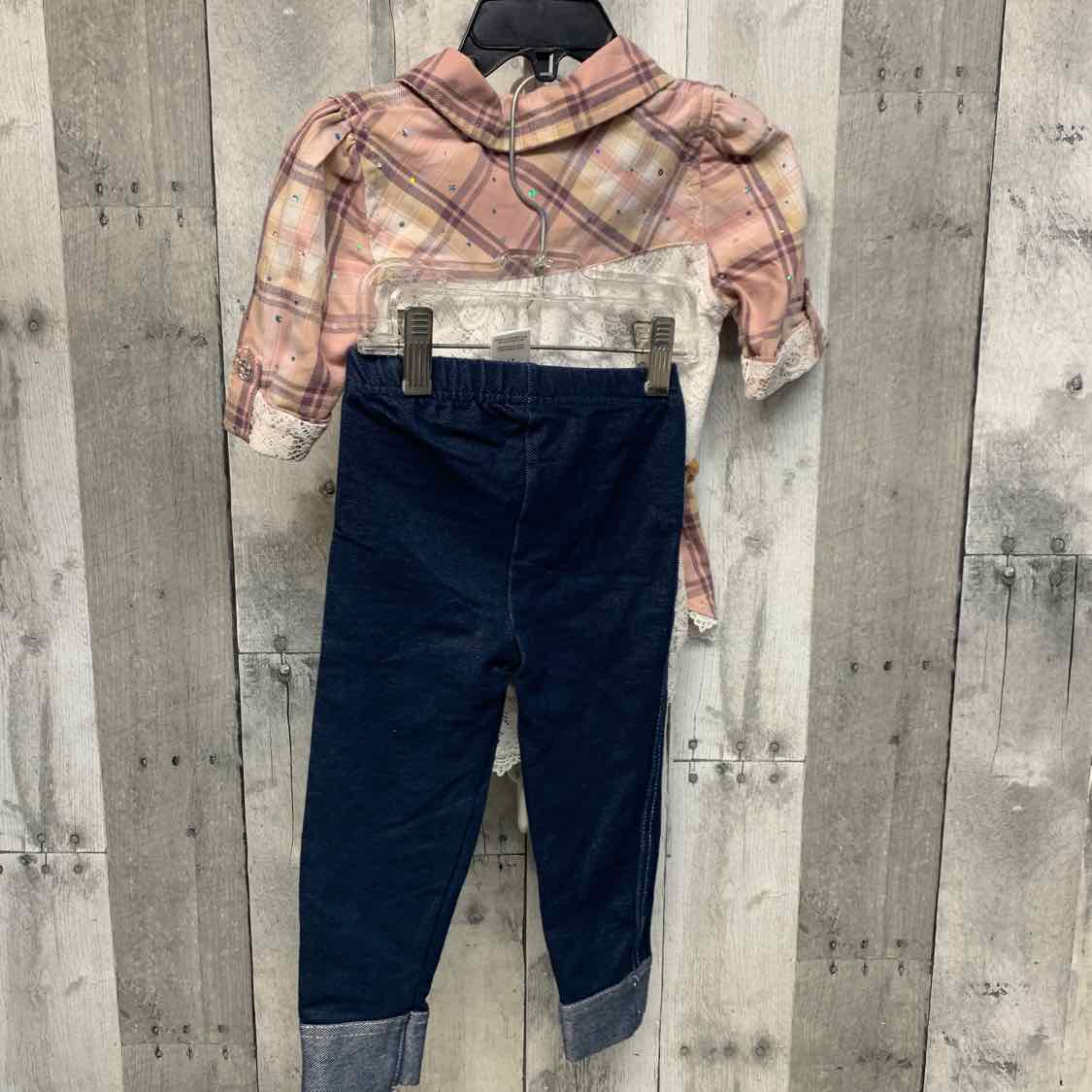 Size 2T Pink/Denim Little Lass Shirt/Leggings
