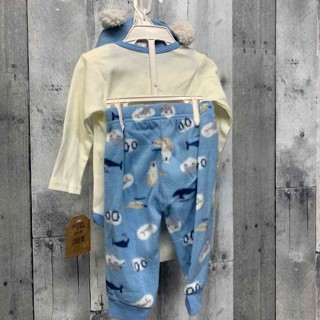 Size 3-6 Months Ivory/Blue Chick Pea Shirt/Pants