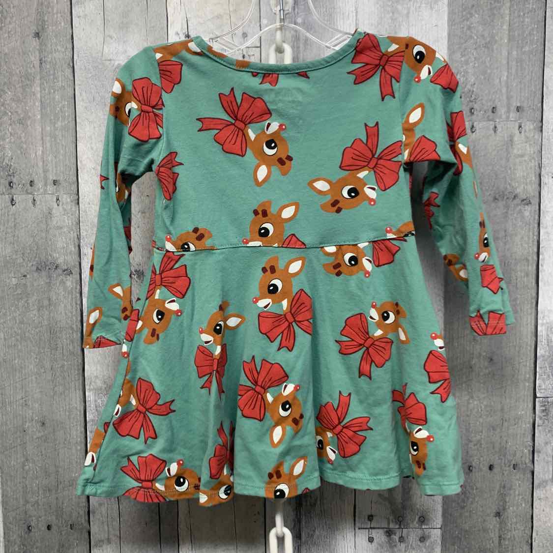 Size 2T Green Print B Brand LS Dress