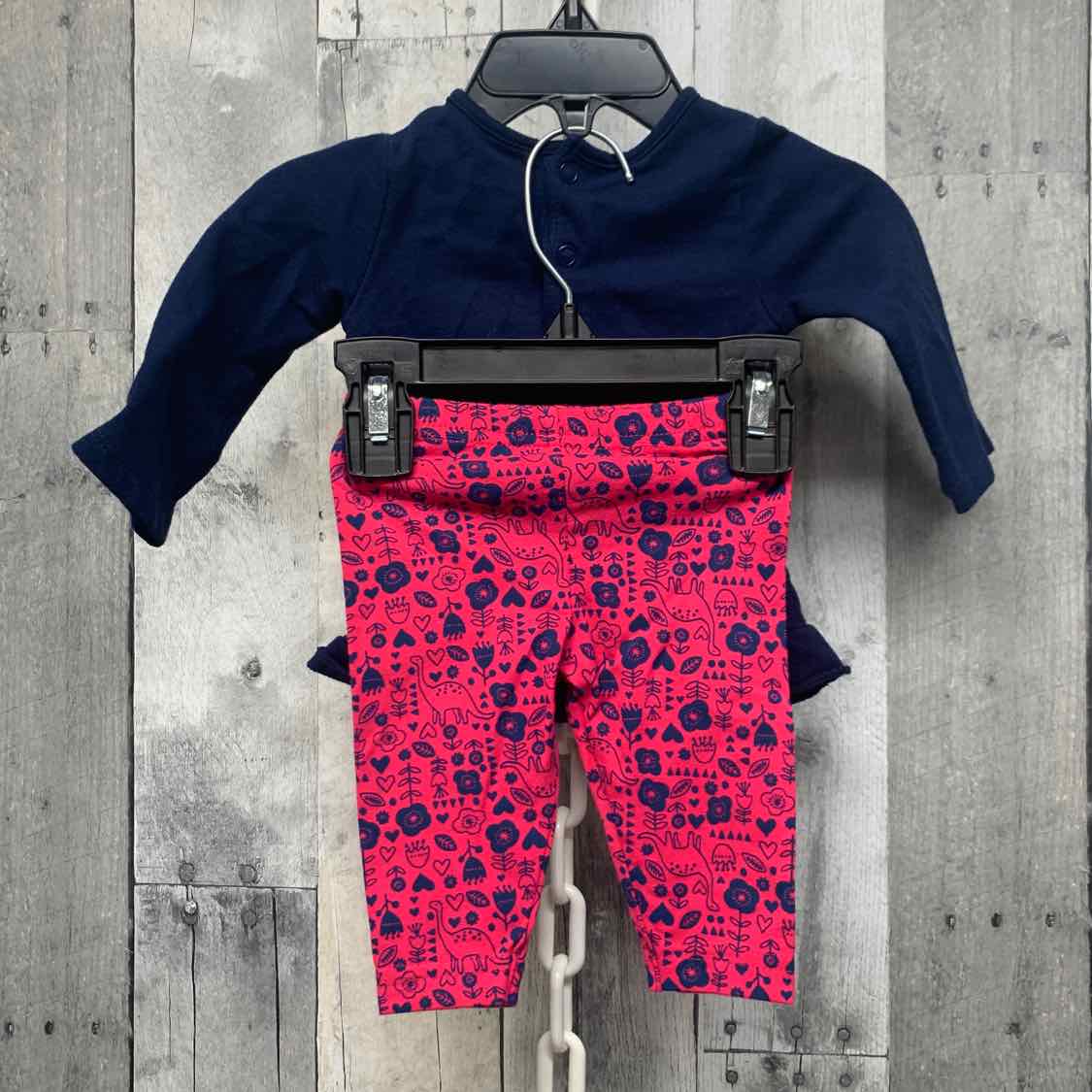 Size 0-3 Months Navy/Pink Child of Mine Shirt/Leggings