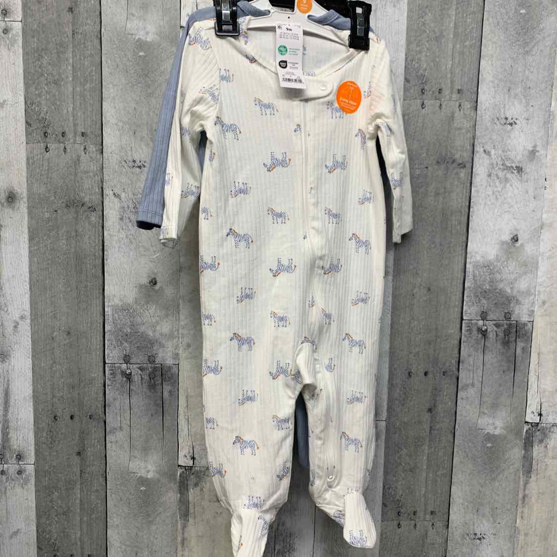 Size 9 Months White/Blue Just One You Footy PJs