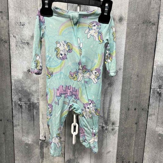 Size Newborn Blue Graphic Bamboo Footy PJs