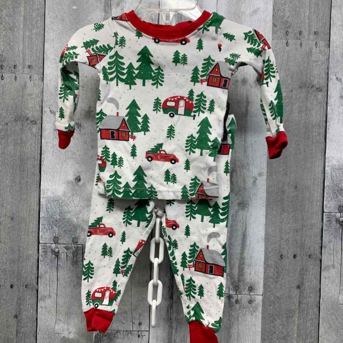 Size 12 Months White Print Holiday Brands 2pc PJs