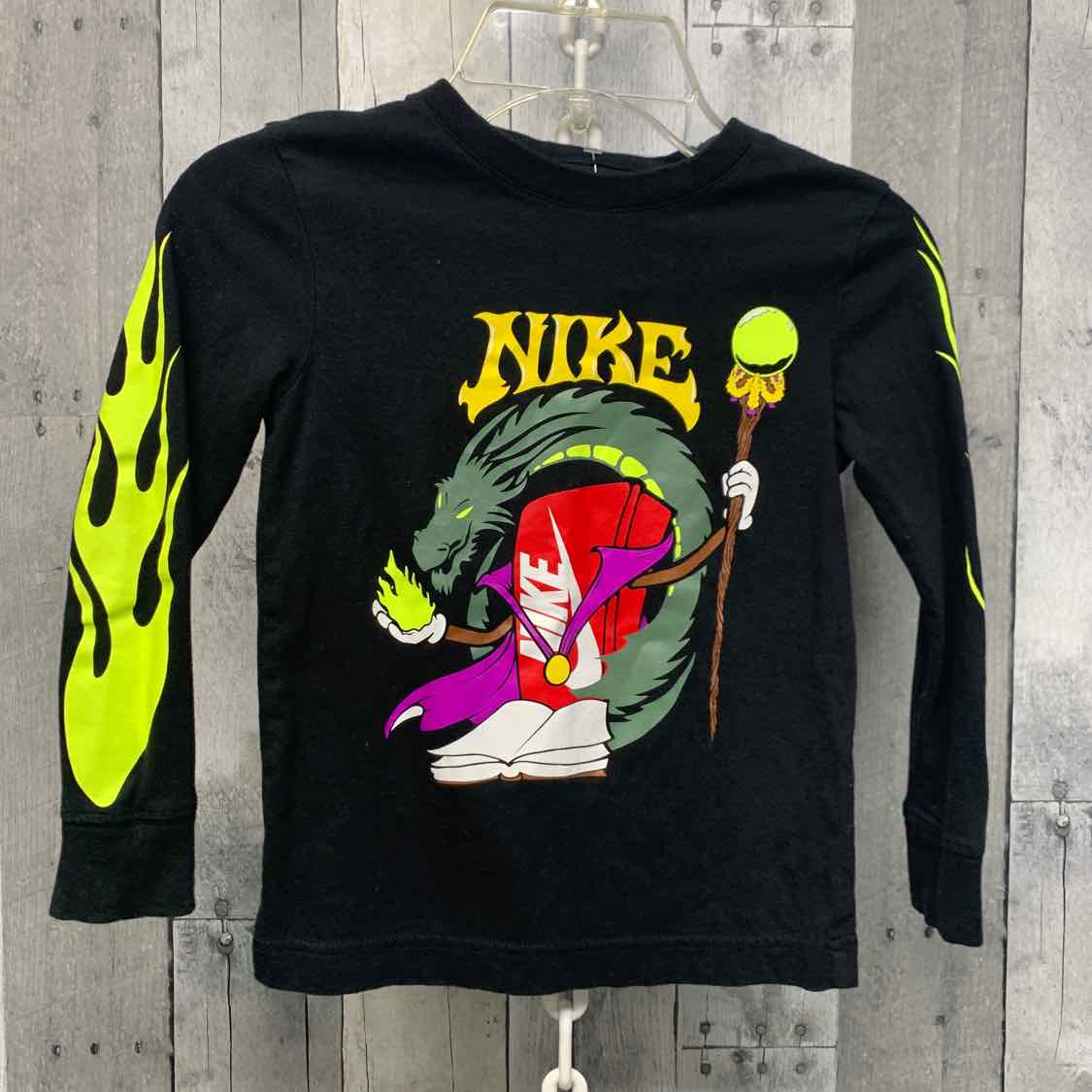 Size 4 Black Graphic Sport Brand Long Sleeve Shirt