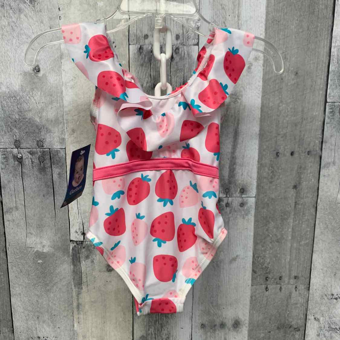 Size 12 Months White/Pink Gerber Swim Suit - 1pc - OodlesCB