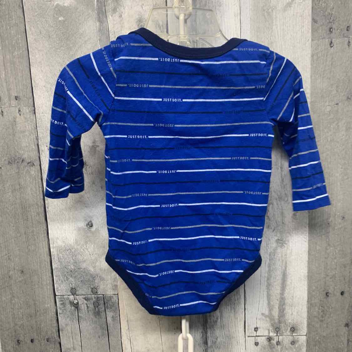Size 9 Months Blue Striped Sport Brand Bodysuit