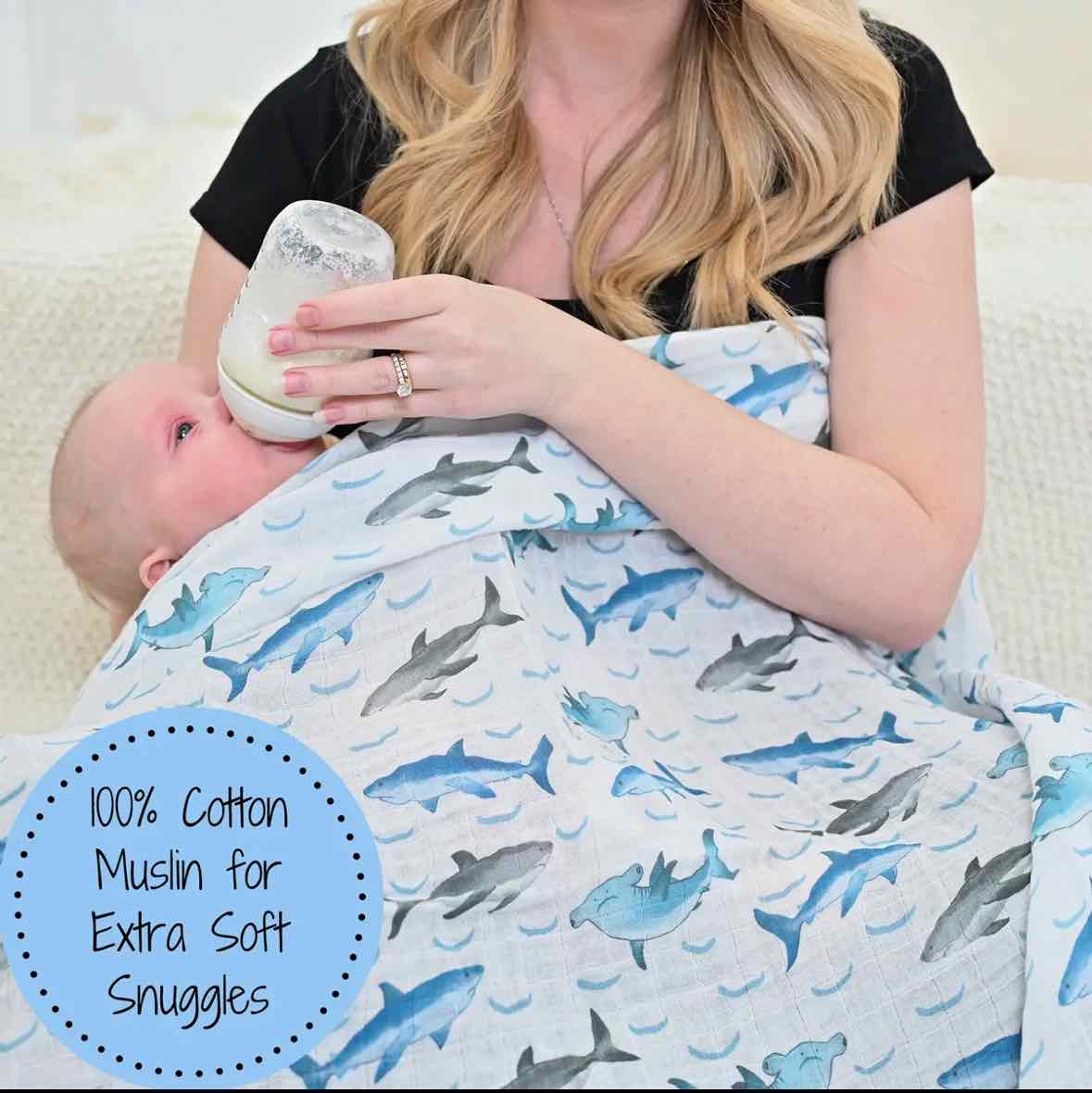 LollyBanks Jawsome Shark Receiving Blanket
