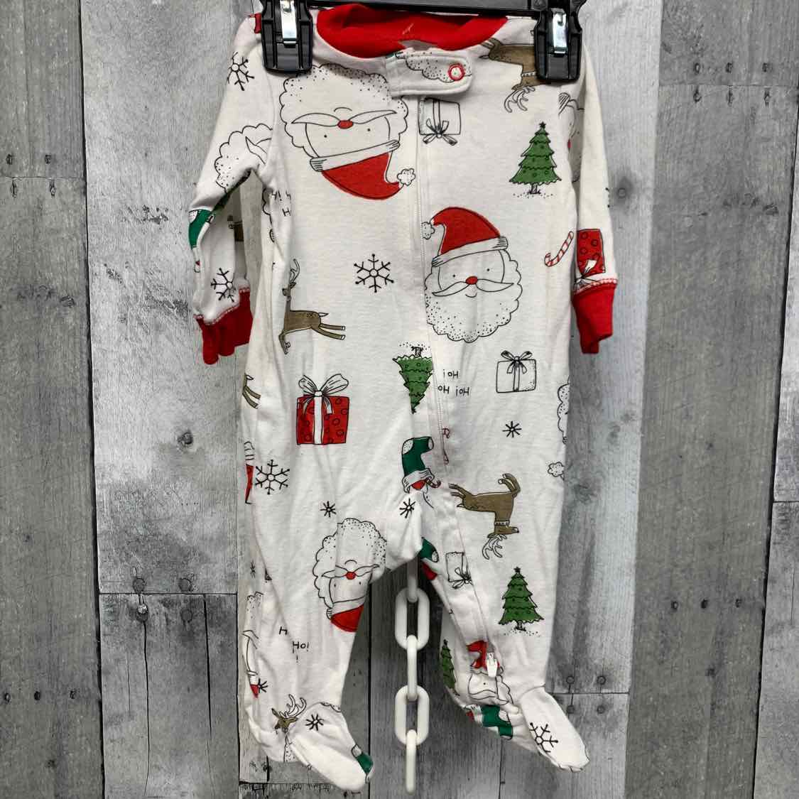Size 3 Months White/Red Carter's Footy PJs