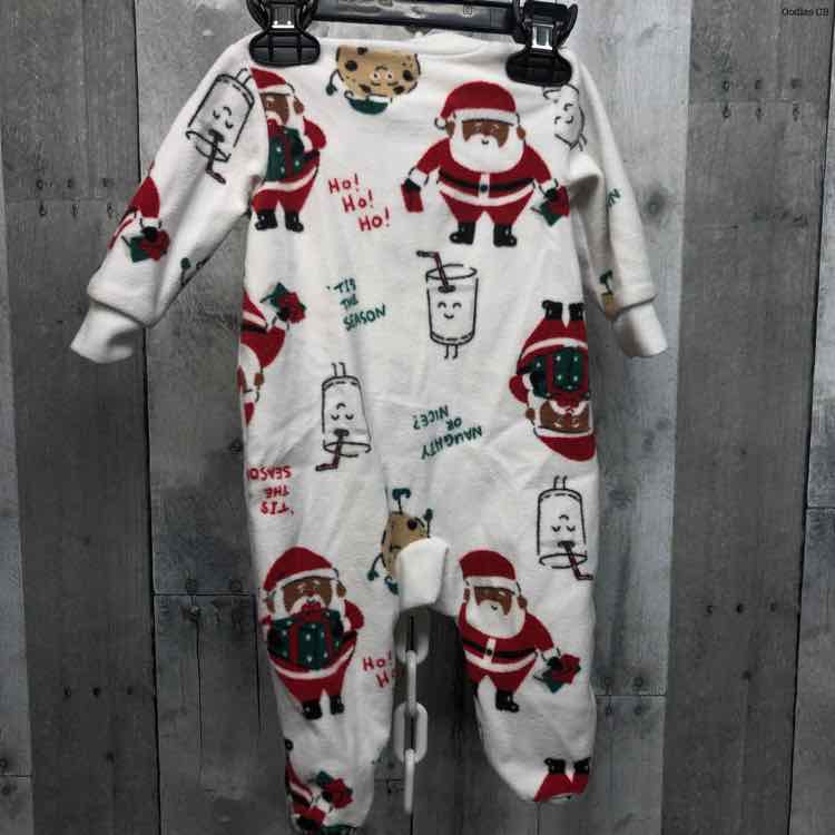 Size 3 Months White Print Carter's Footy PJs