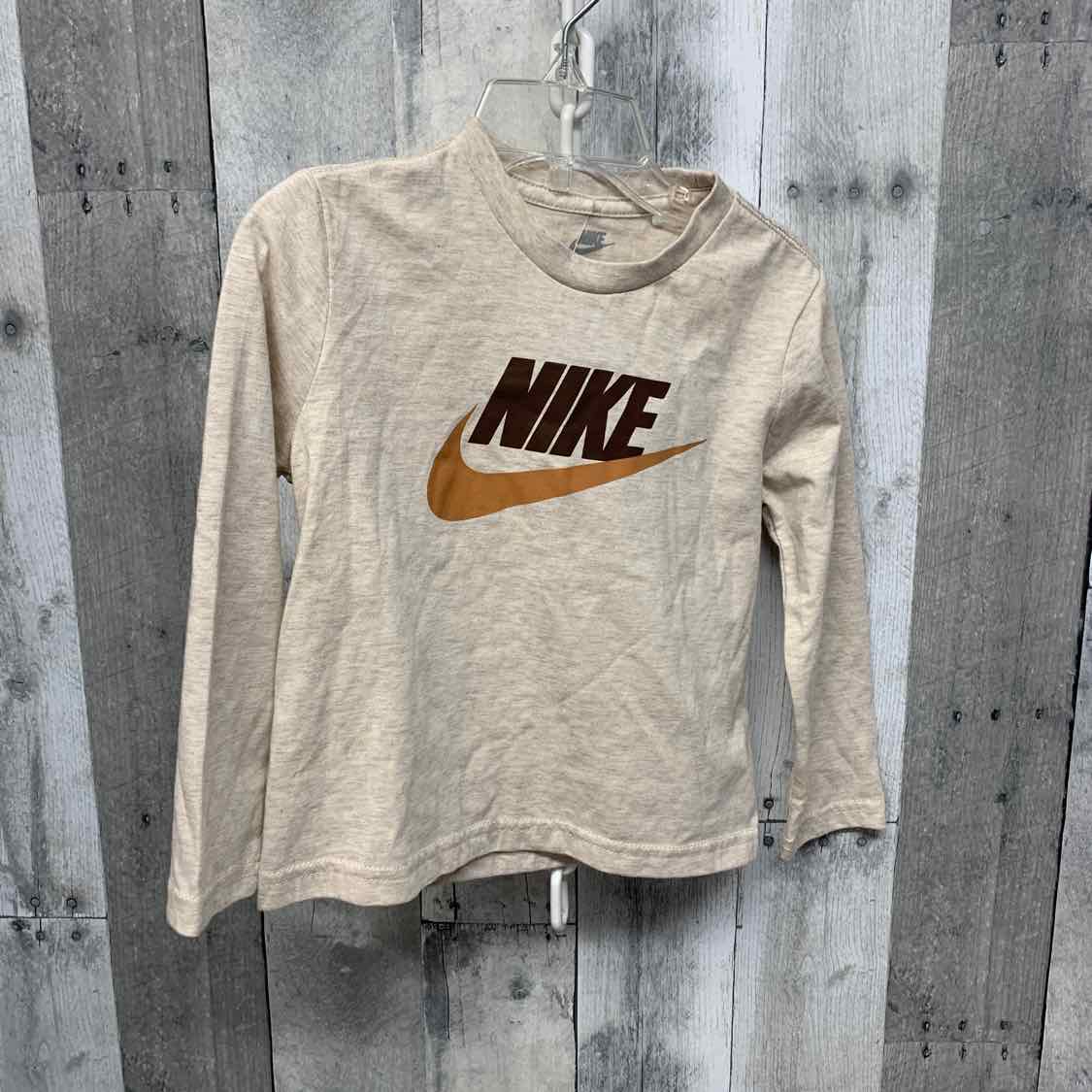 Size 3T Tan Graphic Sport Brand Long Sleeve Shirt