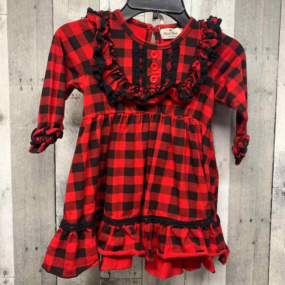 Size 4 Red Plaid B Brand LS Dress