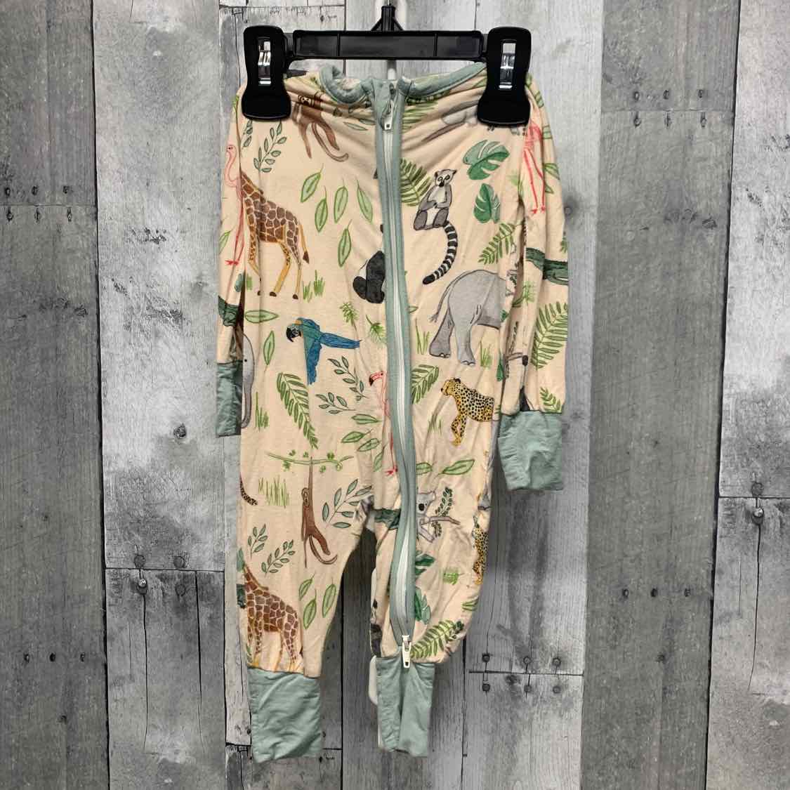 Size 0-3 Months Tan/Blue B Brand Footy PJs