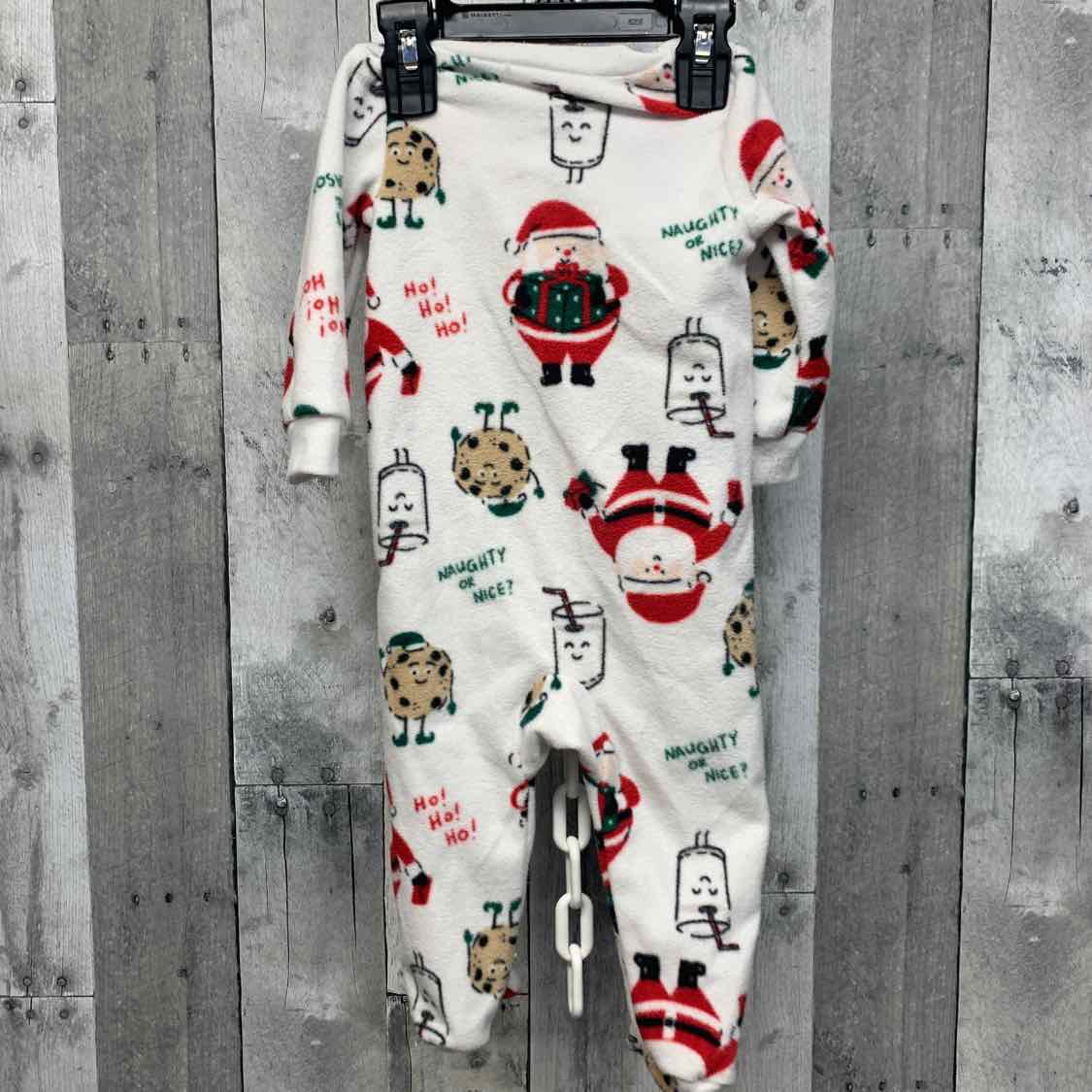 Size 9 Months White Print Carter's Footy PJs