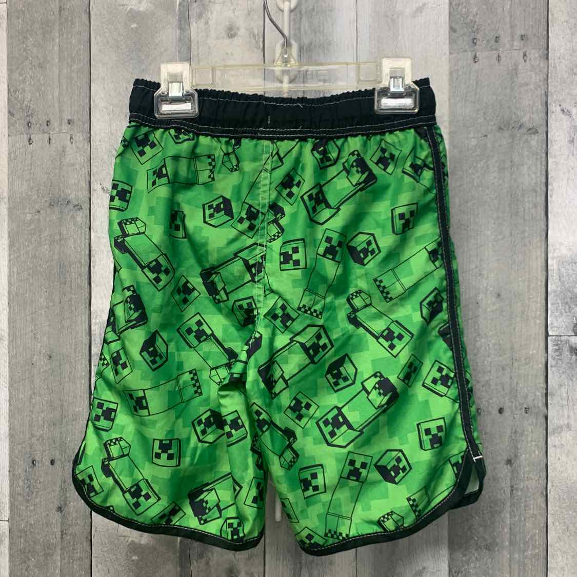 Size Medium Green/Black Minecraft Swim Trunks