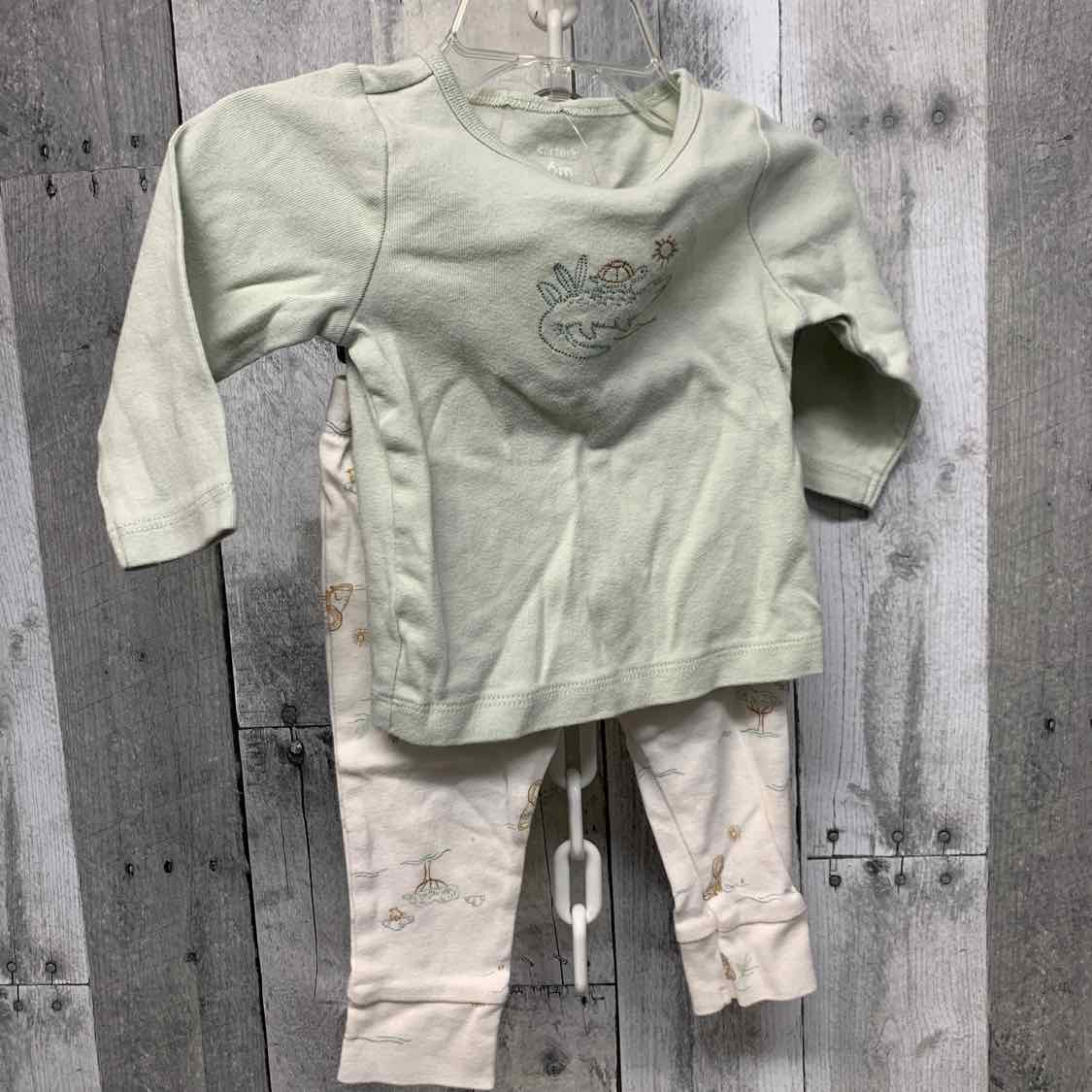 Size 6 Months Green/White Carter's Shirt/Pants