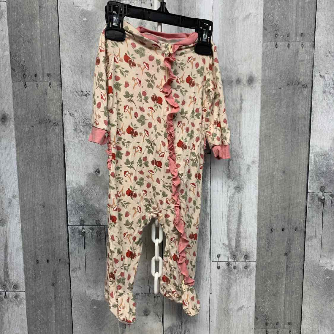 Size 0-3 Months Pink Print Bamboo Footy PJs